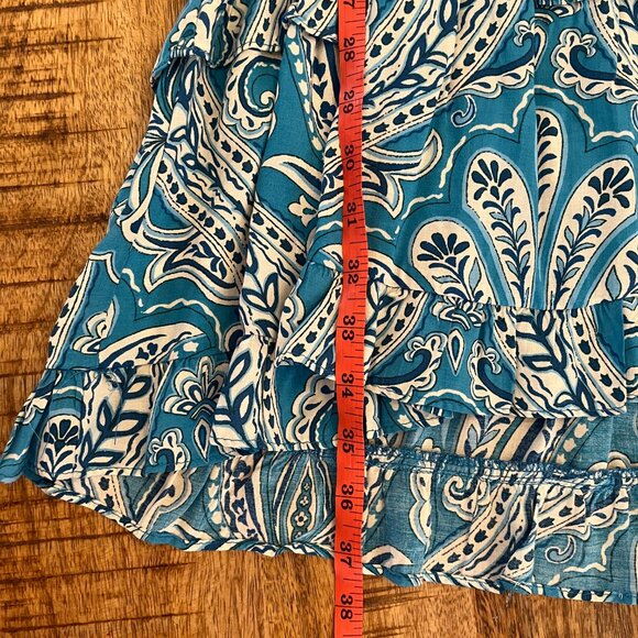 Zara Blue Paisley Floral Mini Dress L Boho Western Festival - Picture 11 of 11